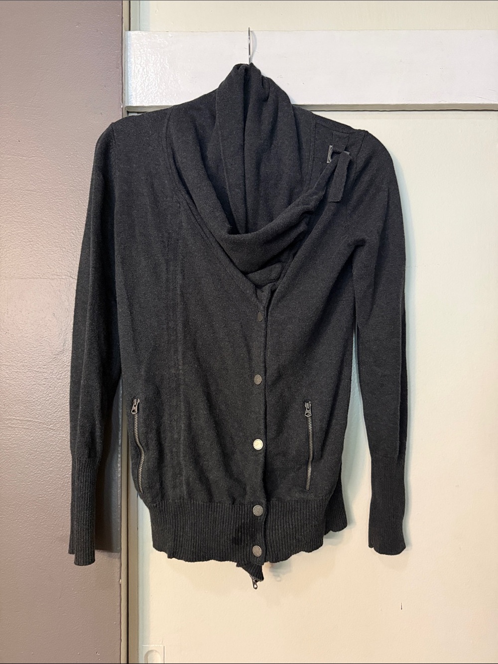 Armani Exchange Black Women's Hooded Button-Front Cardigan